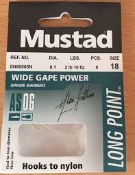Mustad AS06 Wide Gape Power Hooks To Nylon
