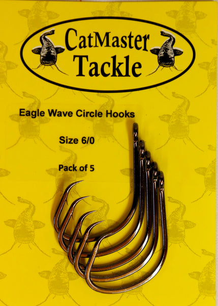 Catmaster Eagle Wave Circle Hooks Size 1/0 Barbed