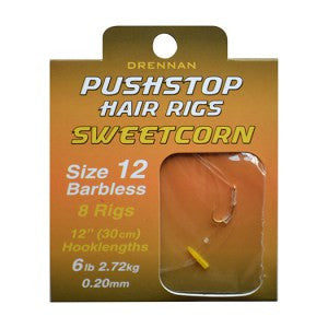 Drennan Pushstop Hair Rigs Sweetcorn Barbless