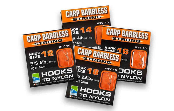 Preston Innovations Carp Barbless Hooks To Nylon