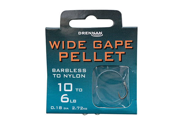 Drennan Wide Gape Pellet Hooks To Nylon Barbless
